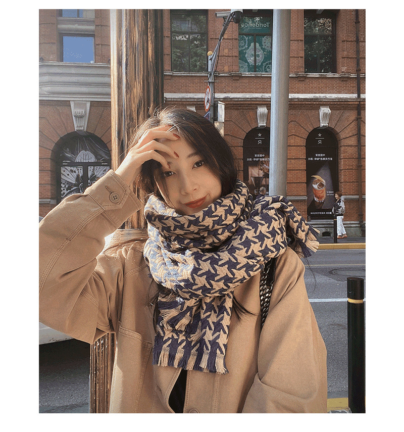 Outdoor Occasion Women's Retro Houndstooth Polyester Scarf