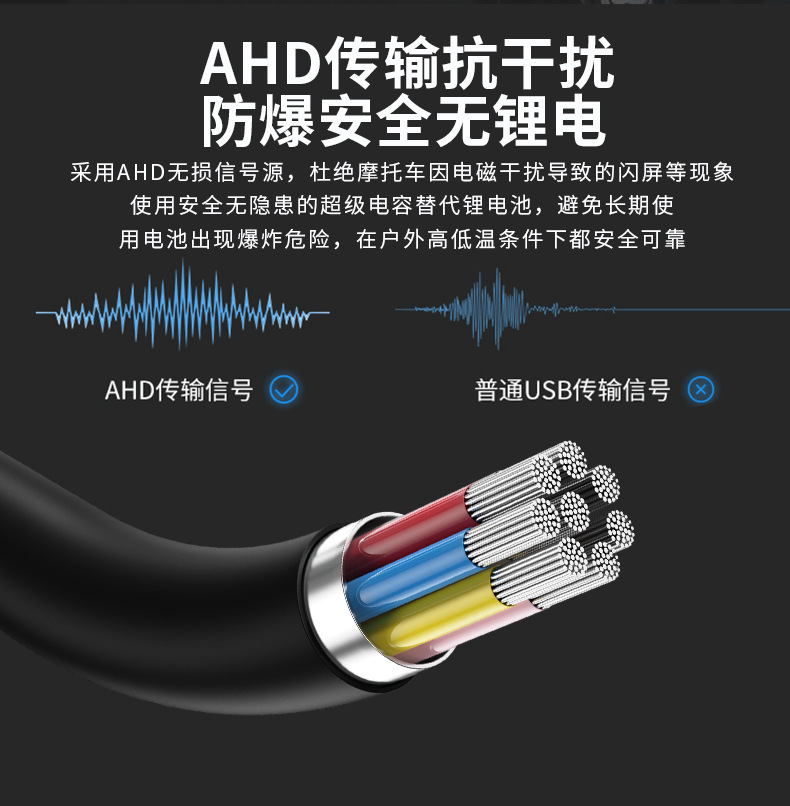 Motorcycle driving recorder built-in GPS wireless WiFi waterproof 1080P front and rear double recording locomotive recorder