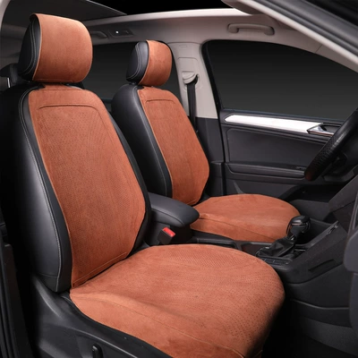 Summer suede car seat cushion, suitable for all seasons, breathable saddle-style car seat pad, ventilated car seat cushion (Seat cushion, seat cover) - cayenne-brown-front-driver-and-passenger-seats