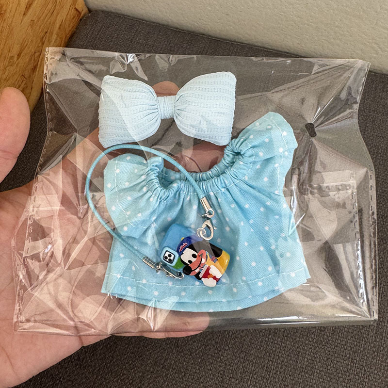 17 センチメートルラブベビー服ラブブビニールブラインドボックスペンダント交換用赤いチェック柄の小さなスカート麦わら帽子リボン|undefined