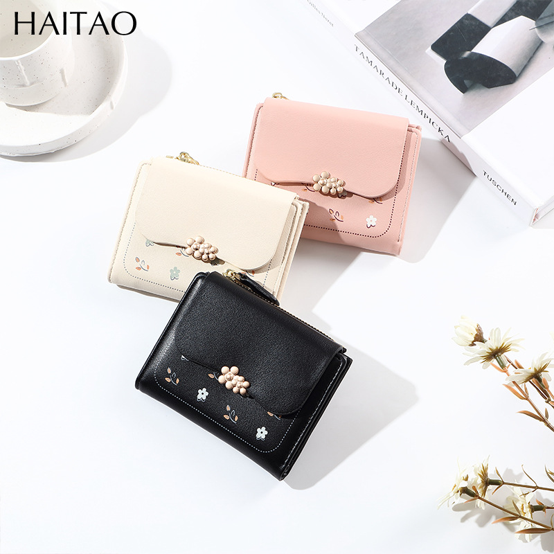 Haitao billetera al por mayor spot 2024 otoño y invierno nuevo estilo coreano PU impresión cremallera monedas dulces billetera corta