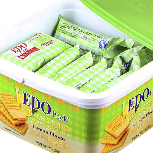 EDO PACK Lemon Flavor Sandwich Soda Crackers Whole Grain Breakfast Snack Office Leisure Snacks 600g