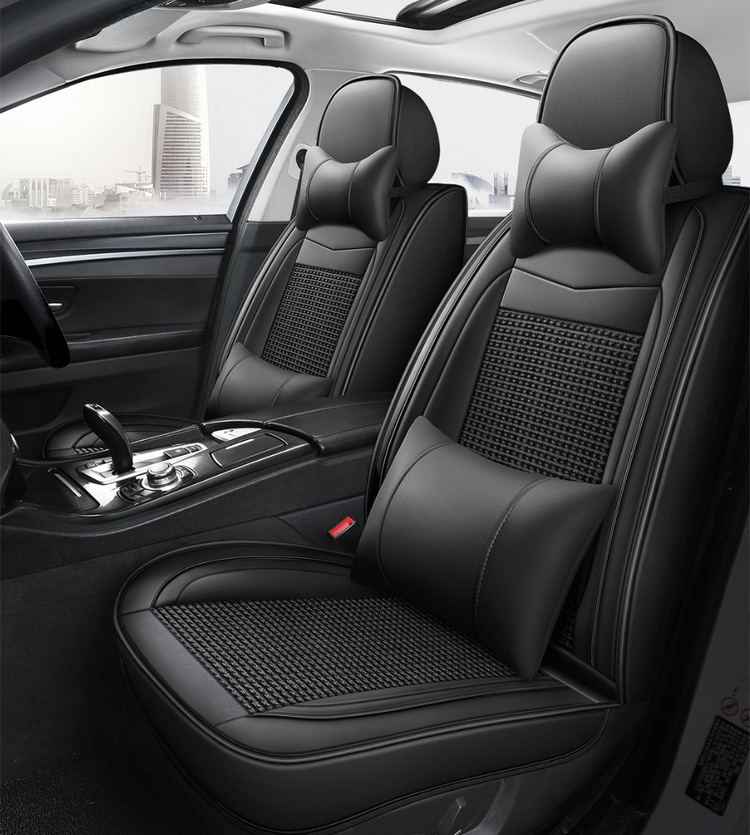 Car Seat Cushion, Universal for All Seasons, Full Leather, New Model Car Cushion, Seat Cover, Ice Silk Nappa Leather Special Seat Cushion Car Cover