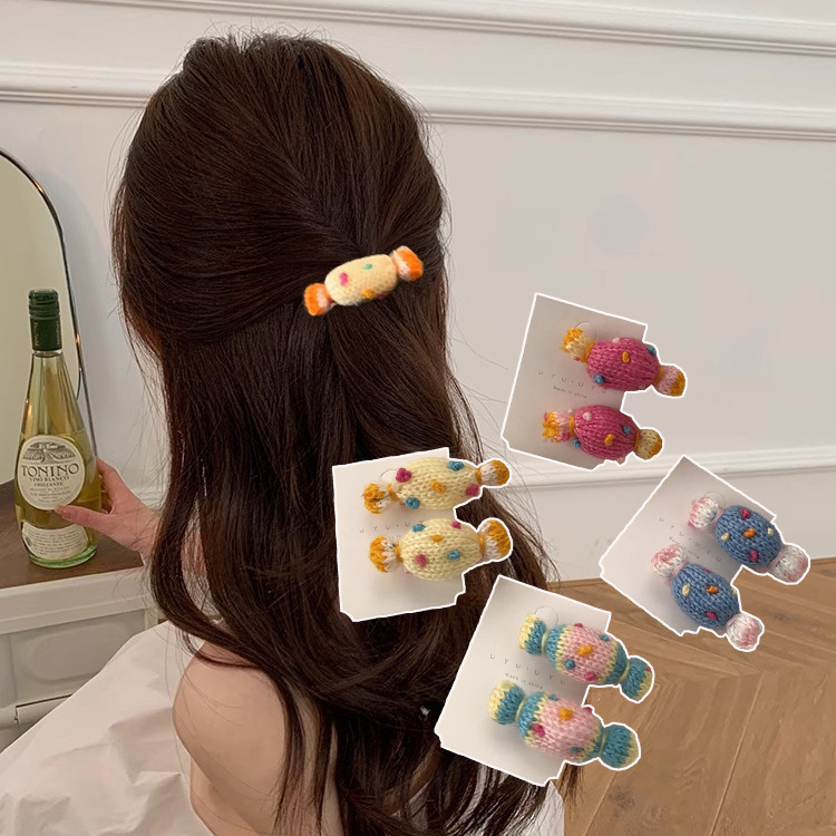 Corazón de la niña de color punto dulce broche de cabello lindo otoño invierno color lateral broche broche broche toque de cabello