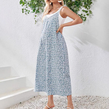 欧美跨境夏季新款时尚女士印小碎花吊带孕妇连体裤时尚百搭LFY053