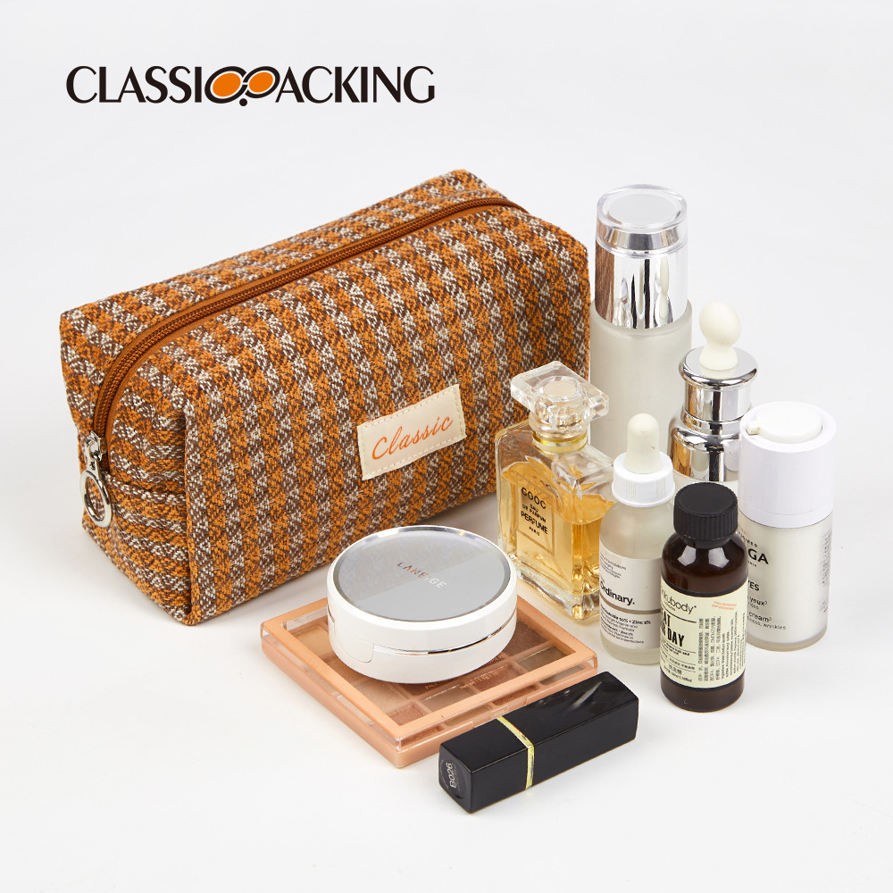 Bolsa de cosméticos retro de Europa y América bolsa de almacenamiento de loción de cepillo cosmético material de lona de gran capacidad se puede imprimir con logotipo exclusivo