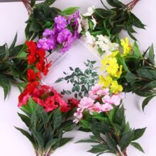 跨境仿真花凤仙花假花绢花家居餐桌园林庭院围栏户外人造花把束