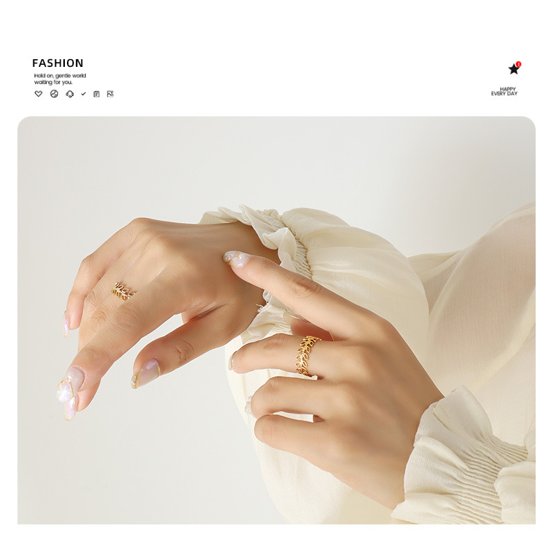 Open Ring Classification Wholesale Jewelry Fashion Geometric 304 Stainless Steel 18K Gold Plated Open Ring