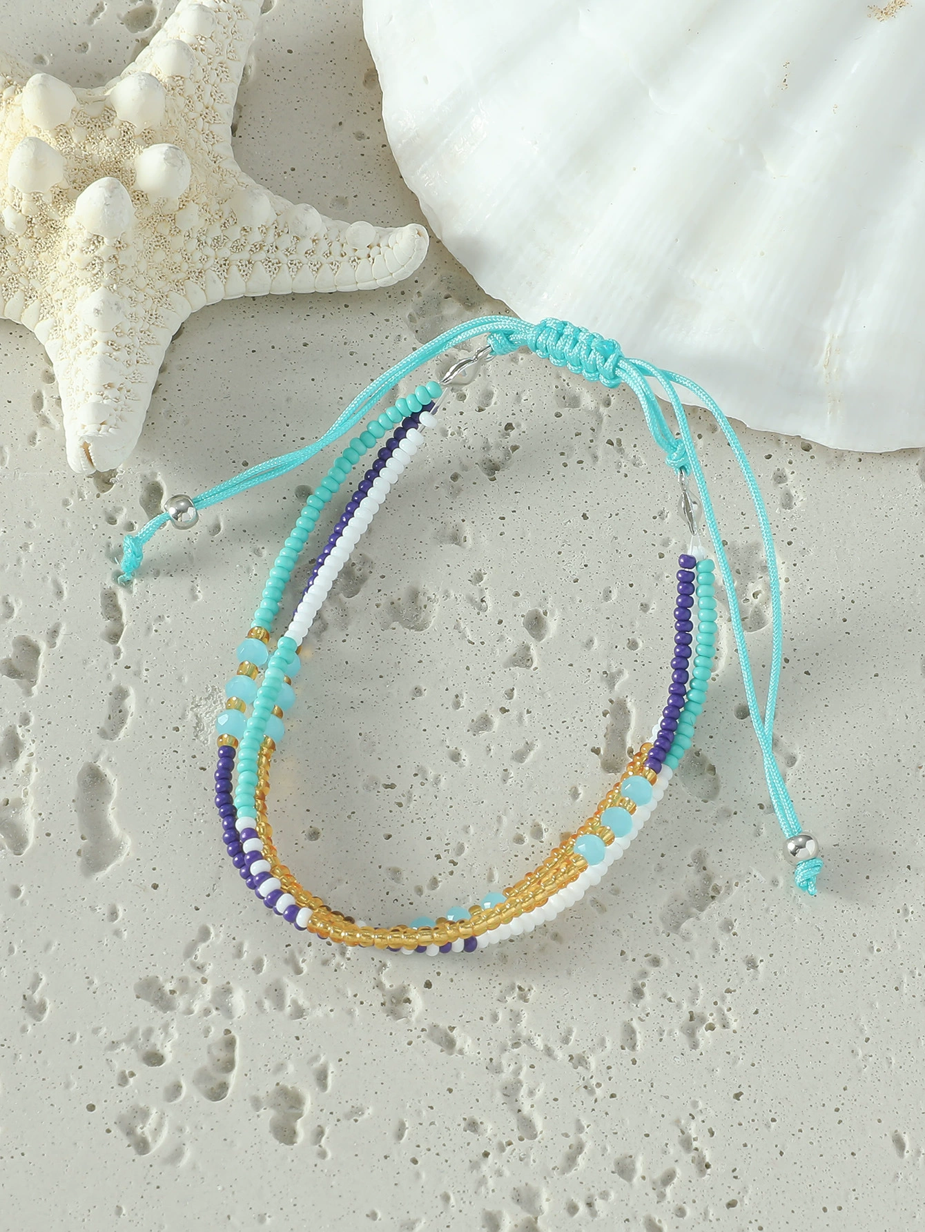 Woven crystal bracelet, boho ethnic style, adjustable multicolor cord