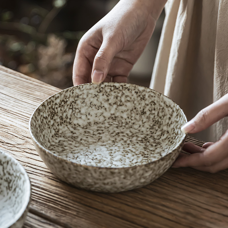 Piedra creativa cubiertos de cerámica caseros redondos ensalada de frutas cuencos de ramen cuencos de verduras cuencos de estilo retro