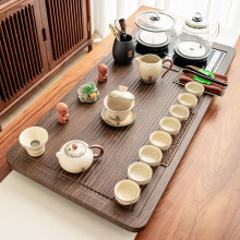 汝窑整套全自动功夫茶具套装家用茶盘四合一玻璃烧水壶炉茶海茶台