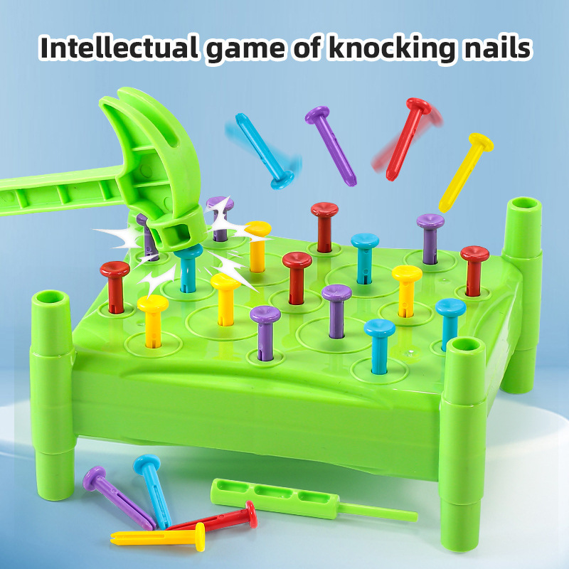 Nail-Pounding Toy for Kindergarten Montessori Fun Games for Small, Medium, and Large Classes, Materials for Developing Arm Flexibility, Plastic Nail-Pounding Toy for Kindergarten Montessori Fun Games for Small, Medium, and Large Classes, Materials for Developing Arm Flexibility, Plastic