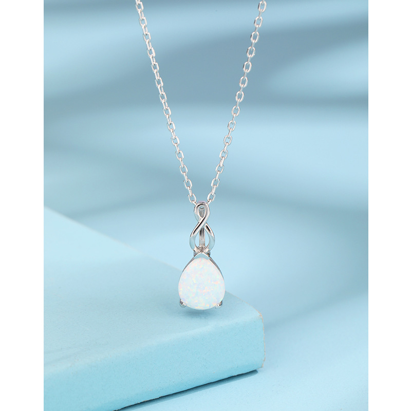 925 plata esterlina gotas de agua collar Opal para mujeres nicho temu nicho de alto nivel Opal colgante cadena clavícula