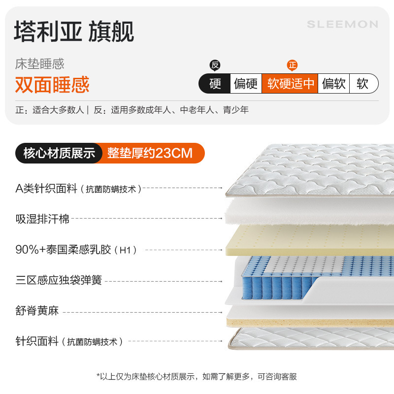 【塔利亚】喜临门政府补贴A类面料主卧双人乳胶椰棕舒脊弹簧床垫|undefined