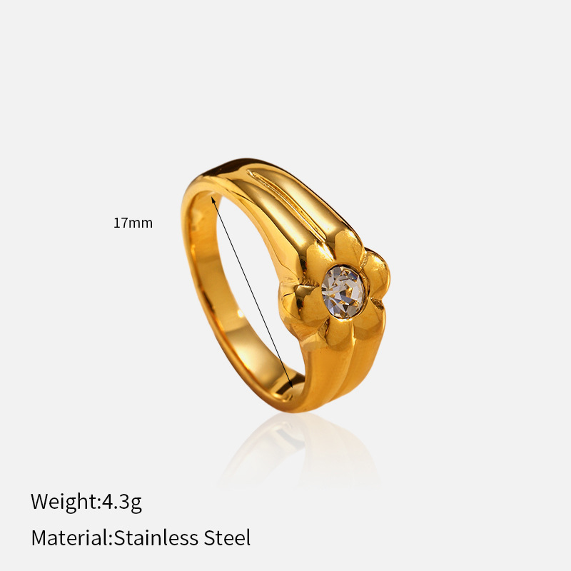 Europa y los Estados Unidos en la abertura de corte de viento anillo de diamante de acero de titanio chapado en PVD 18k oro real no se desvanece anillo de lujo ligero i