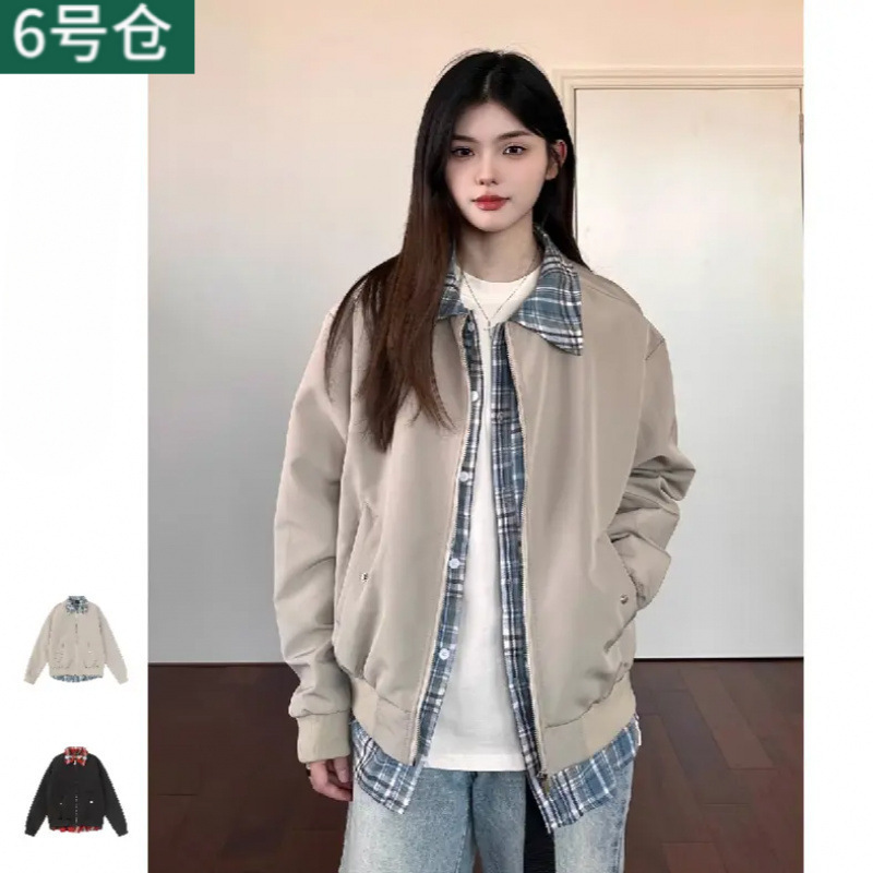 American Cleanfit Fake Two-Piece Lapel Jacket Women's Spring and Autum New Trendyy Tops American Cleanfit Fake Two-Piece Lapel Jacket Women's Spring and Autum New Trendyy Tops