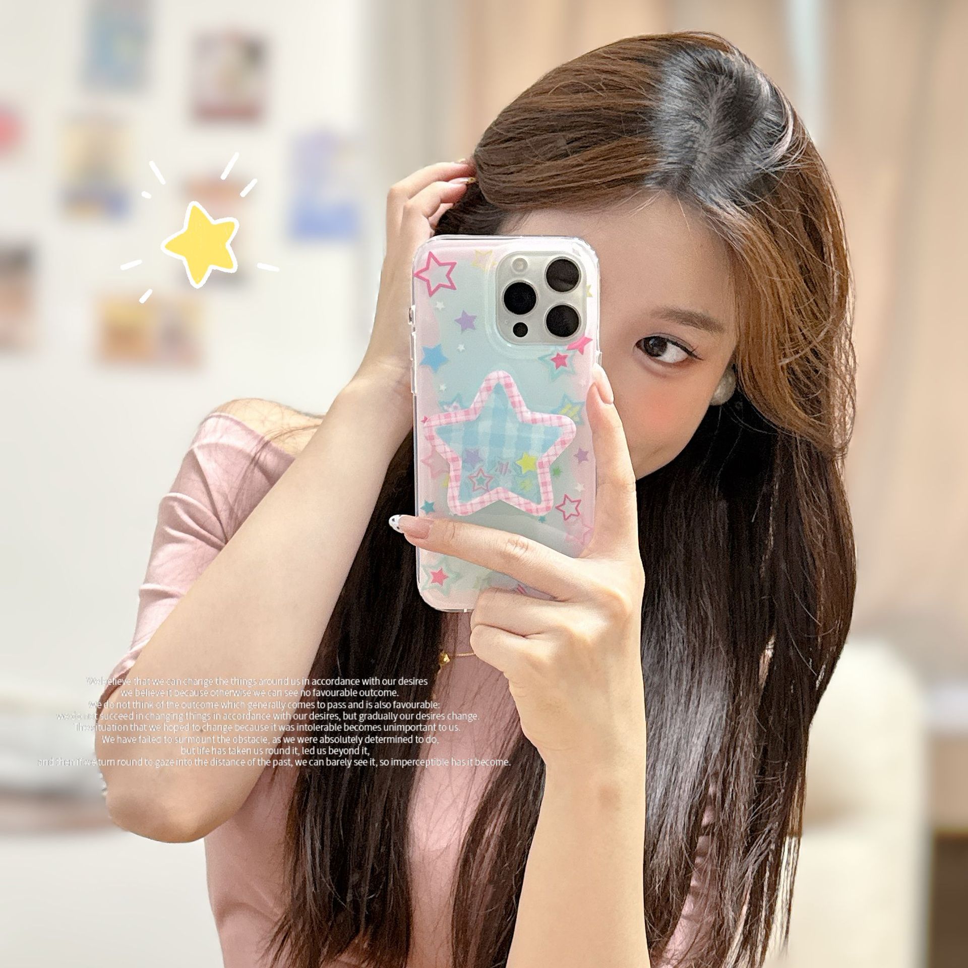 Estrellas de color creativas coreanas para Apple 16proMax funda para teléfono móvil 15Pro nueva 14/13 pareja 15PM