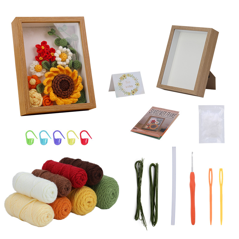 Colorful sunflower photo frame