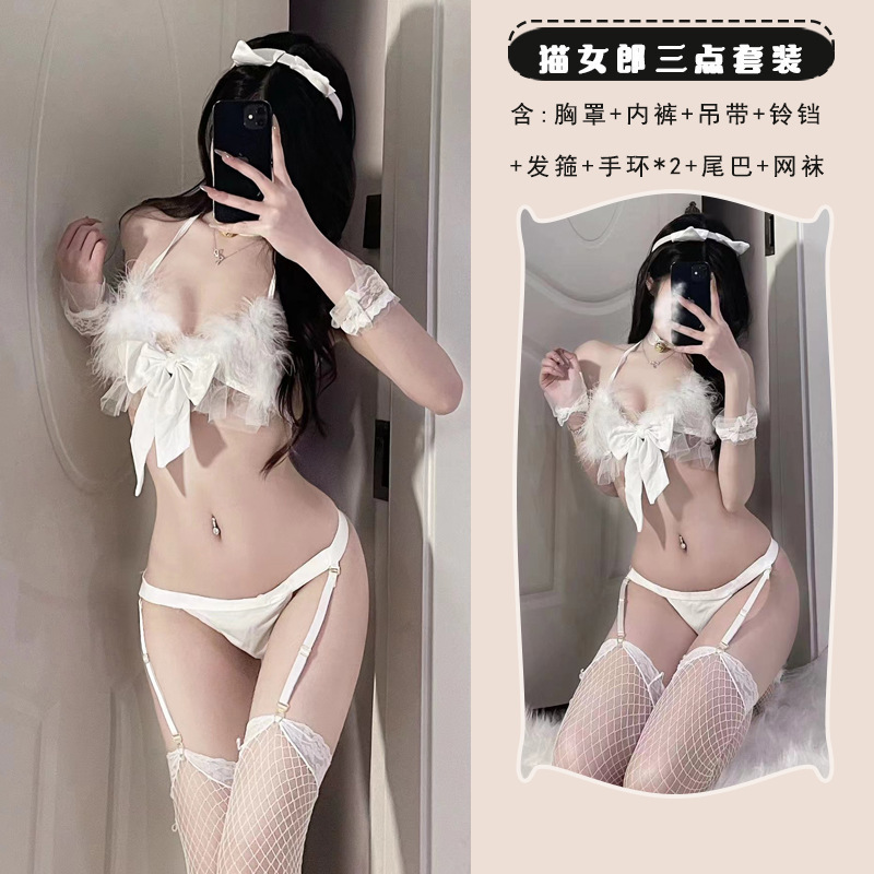 8707 흰색 + 흰색 망사 스타킹