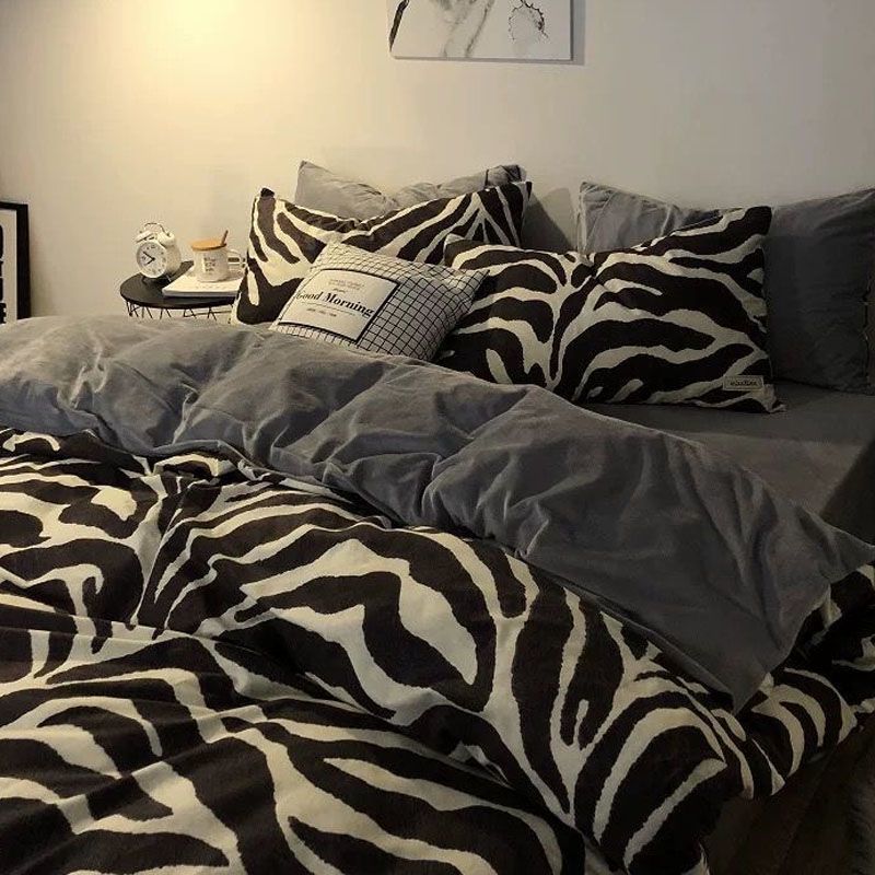 Four-Piece Washed Cotton Bedding Summer Quilt Cover Student Dormitory Bed Single Quilt Cover Three-Piece Set