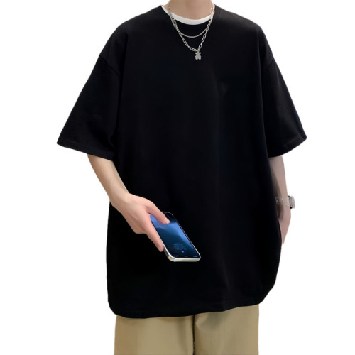 Short-sleeved T-shirt men's summer fashion brand ins printed top loose round neck half-sleeves men's shirt clothes