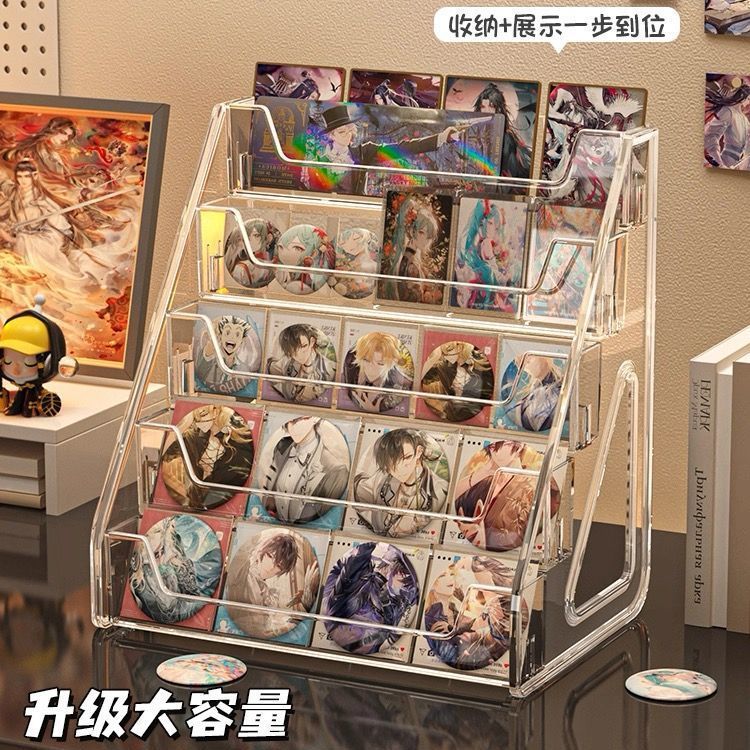 吧唧展示架階梯式桌面立牌穀子透明豎款收納盒徽章多層階梯置物架 2