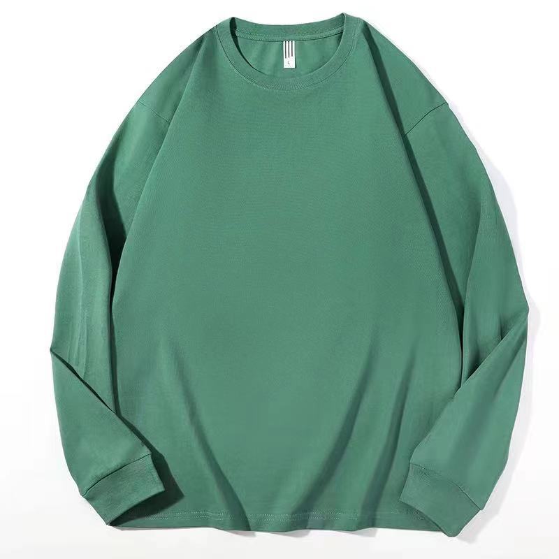 230 camiseta de manga larga de algodón pesado suéter camisa de fondo de color sólido ropa de otoño suelta casual pareja de marca de moda estadounidense
