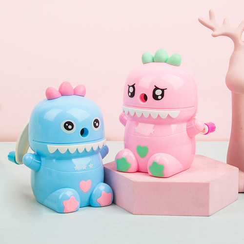 7819卡通怪兽手摇卷笔刀创意文具小学生奖品自动进铅削笔机转笔刀