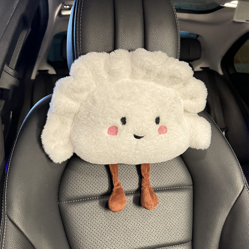 Car Plush Cute Tissue Box for Car Seat Back, Cartoon Dumpling Tissue Holder for Car Armrest