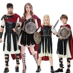 ハロウィーン古代ギリシャローマ戦士コスプレ親子セット勇士スパルタ戦士マント衣装