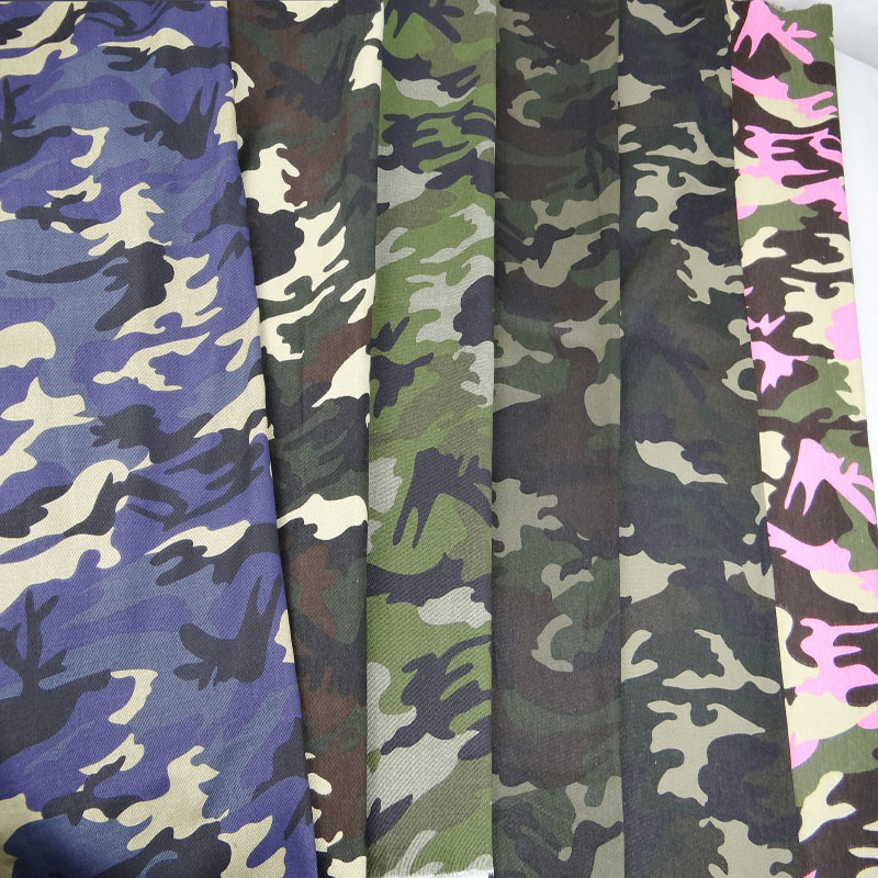 厂家现货全棉艳色迷彩印花面料 彩色潮流迷彩布料休闲服饰风衣料