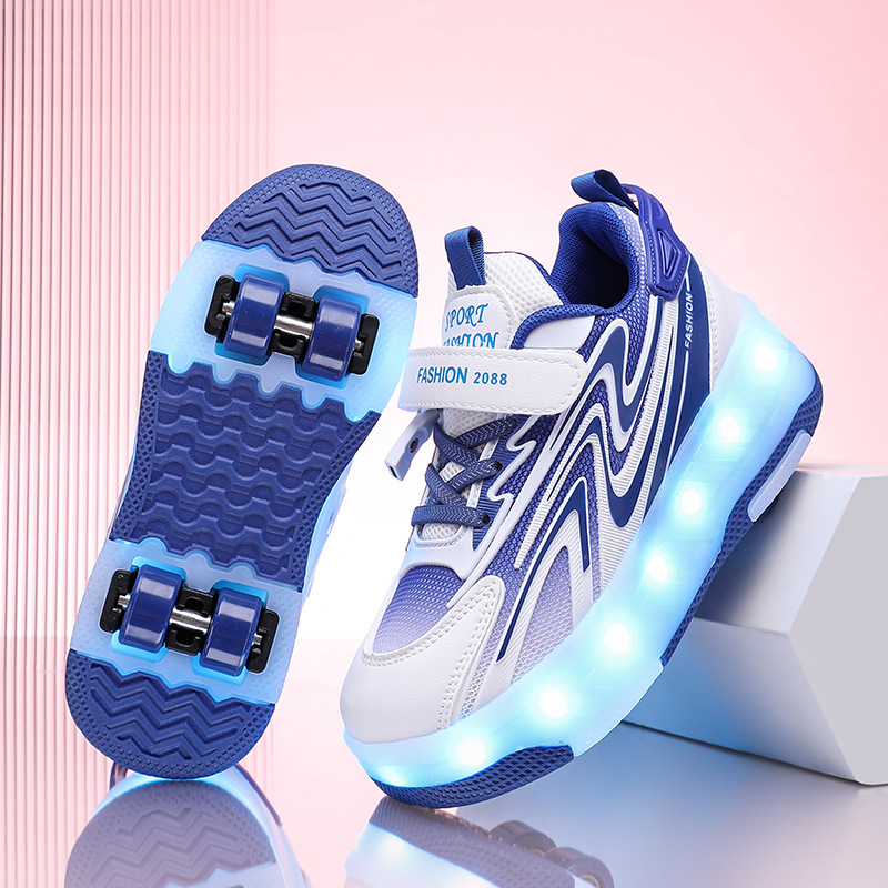 Zapatos de cuatro ruedas para niñas, patines deportivos intermitentes, niñas pequeñas, rosas, estudiantes profesionales, Internet, celebridades, niños, zapatos hitys de moda