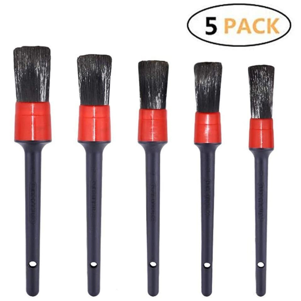 5件套细节刷套装5种不同尺寸混合纤维PP料塑料手柄汽车刷清洁刷