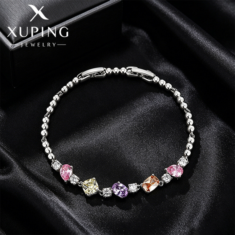 Xuping gemas artificiales de color incrustadas pulseras de dama de moda ligera lujosa sensación de diseño de verano suave joyas al por mayor