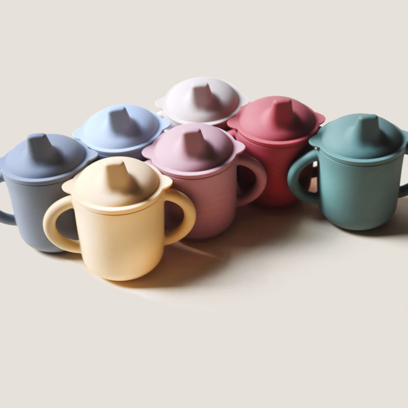 Corea del Sur nuevo I de silicona taza de bebida directa taza de bebida para niños taza de pico de pato bebé anti-estrangulamiento a prueba de fugas taza de agua para bebés