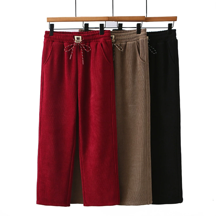 Плюшевые толстые повседневные брюки большого размера 200 фунтов толстая сестра эласткая осень и зима высокая талия прямые корейские брюки 8548