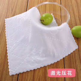 白色方巾细纤维压花切边酒店幼儿园用小方巾湿巾一次性餐巾可批发