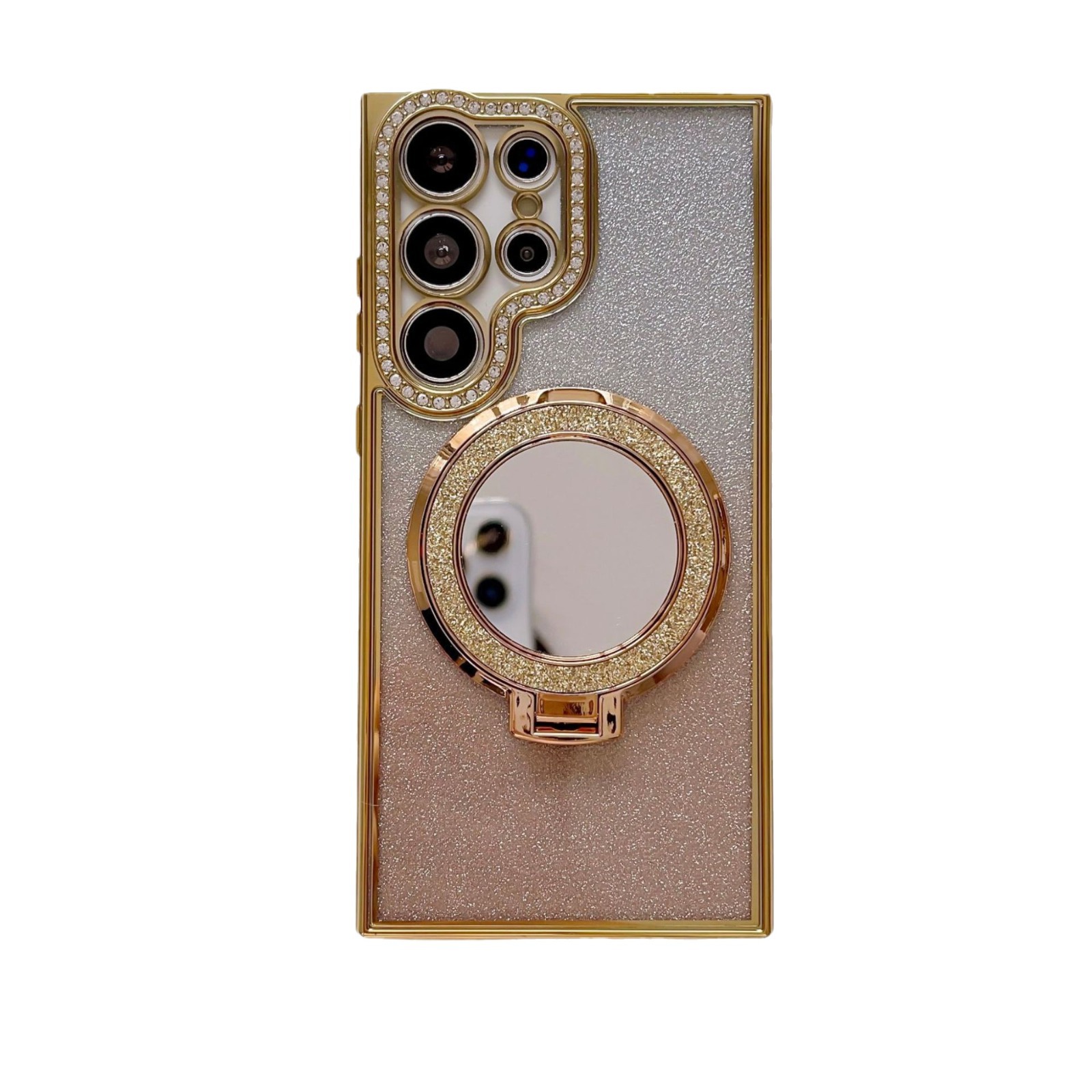 Aplicable a Samsung S26Ultra caja de teléfono móvil polvo flash espejo soporte de succión S25 cubierta de diamante de agua galvanizado s23 +