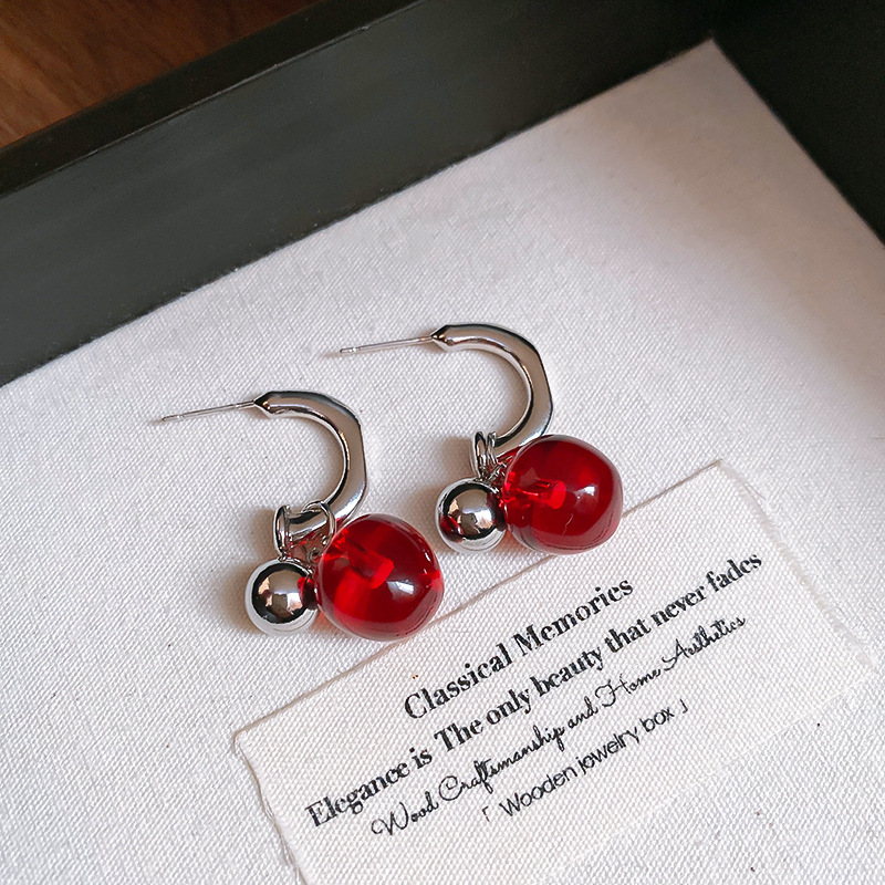 7g Weight 925 Sterling Silver Ear Needle Material Earrings Classification 1 Pair Quantity Daily Occasion Alloy, Resin Material Cherry Pattern Women's Gender Plating Design Cute, Sweet Style 1 Pair Cute Sweet Cherry Plating Alloy Resin Earrings 8