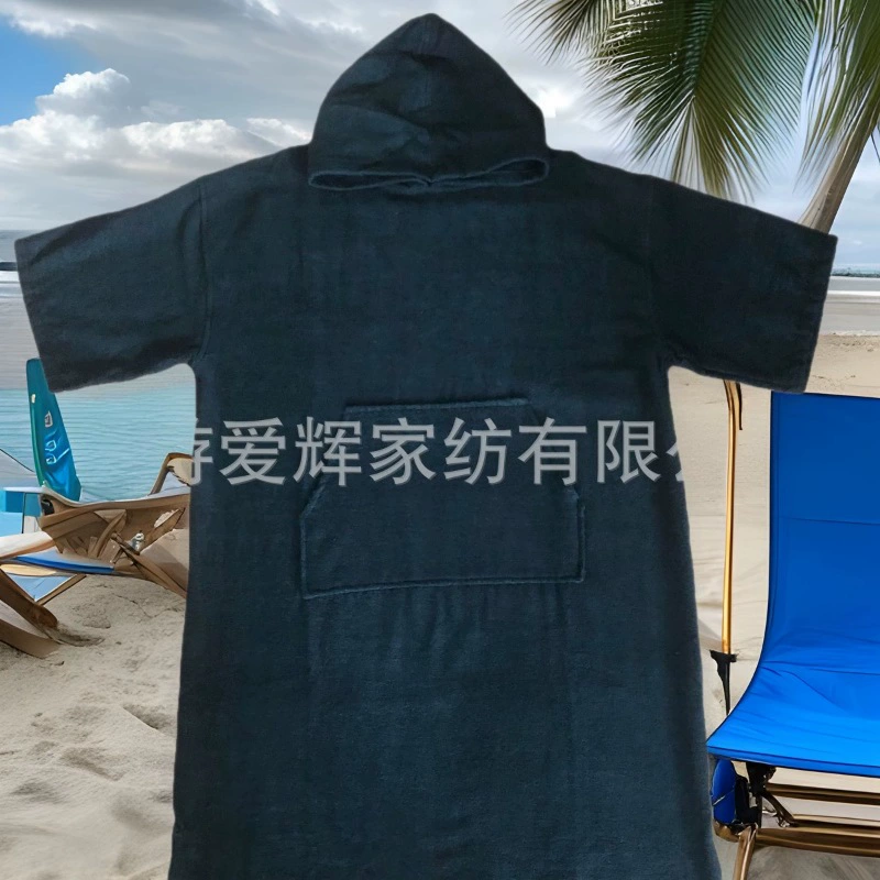 Пляжная накидка из махровой ткани черного цвета, накидка для серфинга, повседневная накидка из бамбукового волокна и хлопка