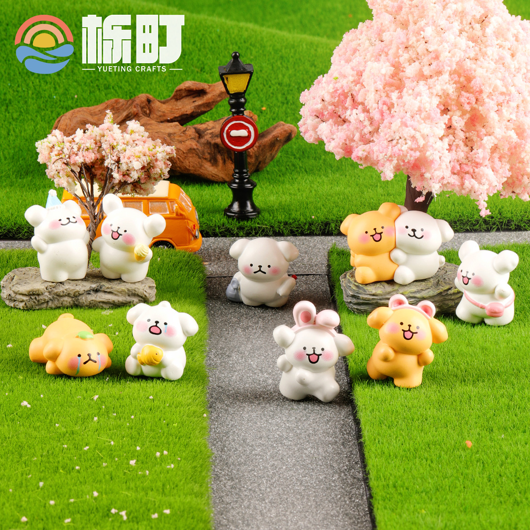 可爱小白狗苔藓微景观创意卡通小狗装饰品配件迷你车载桌面小摆件