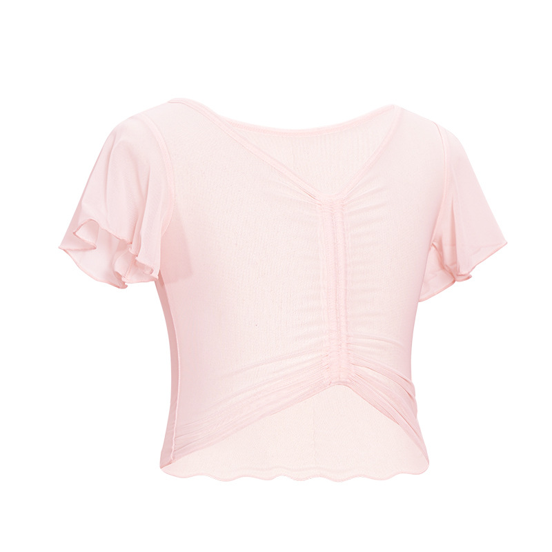 Ropa de baile para niños en verano, blusa, chal de malla, chaleco fino blanco, jersey, ropa de práctica para niñas