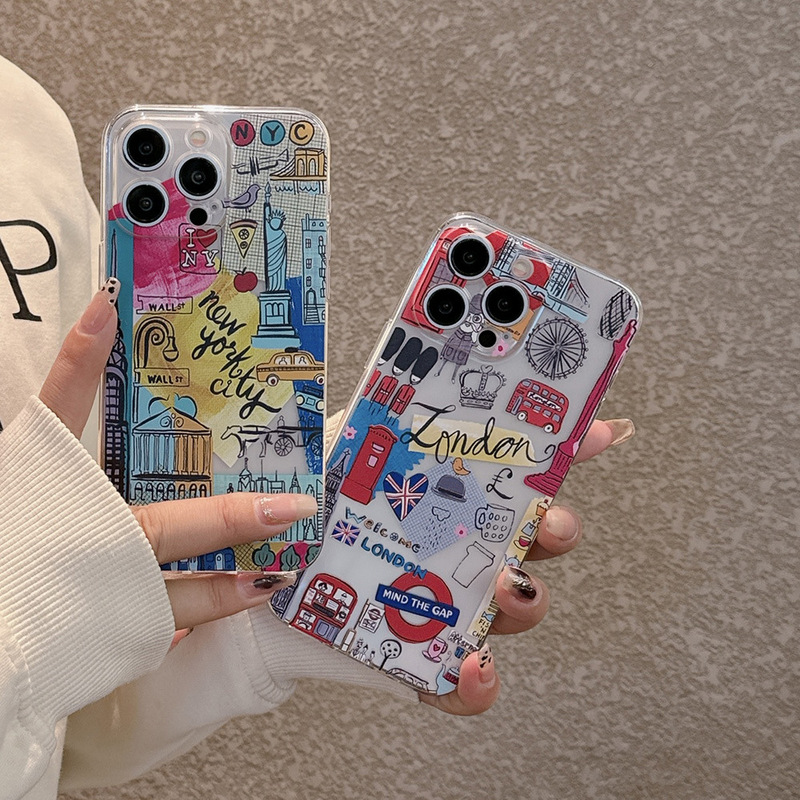 Suitable for Apple Iphone17Pro Mobile Phone Case Ins London New York Travel Label Samsung S25 Protective Cover