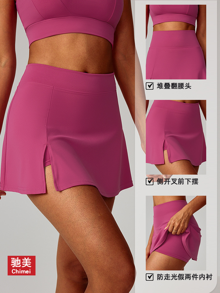 Chimei primavera y verano falda de yoga de cintura alta mini culottes transpirables correr fitness tenis falda deportiva anti-luz transfronteriza