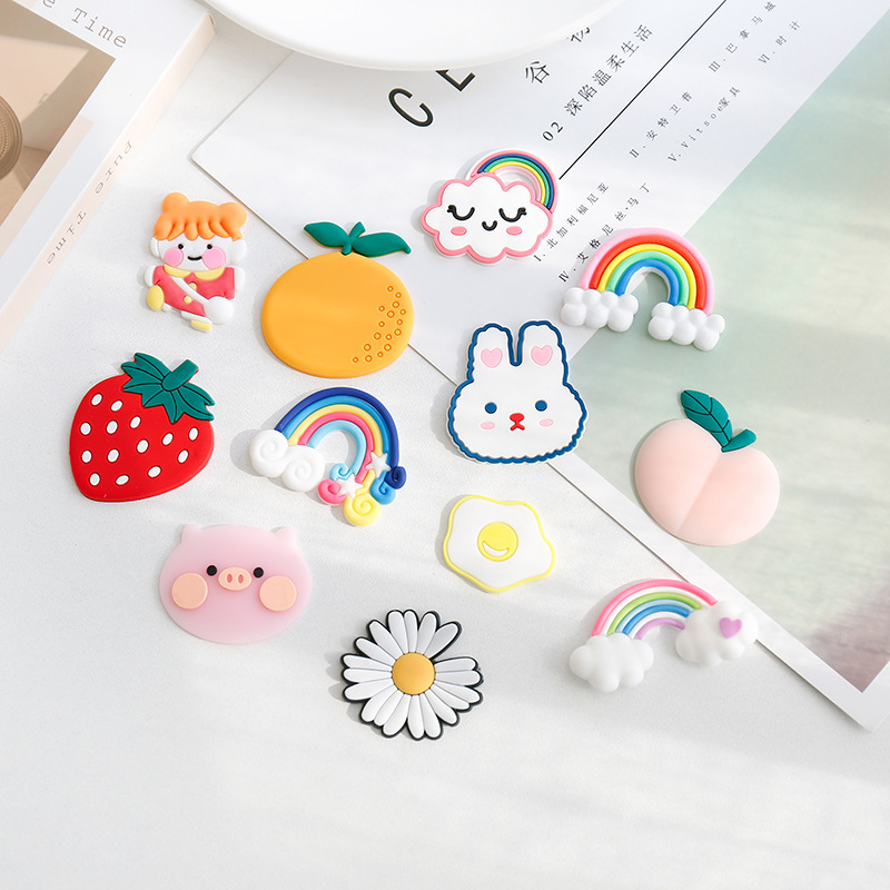 Small fresh fruit rainbow PVC soft adhesive patch DIY handmade jewelry accessories mobile phone shell decorative materials wholesale