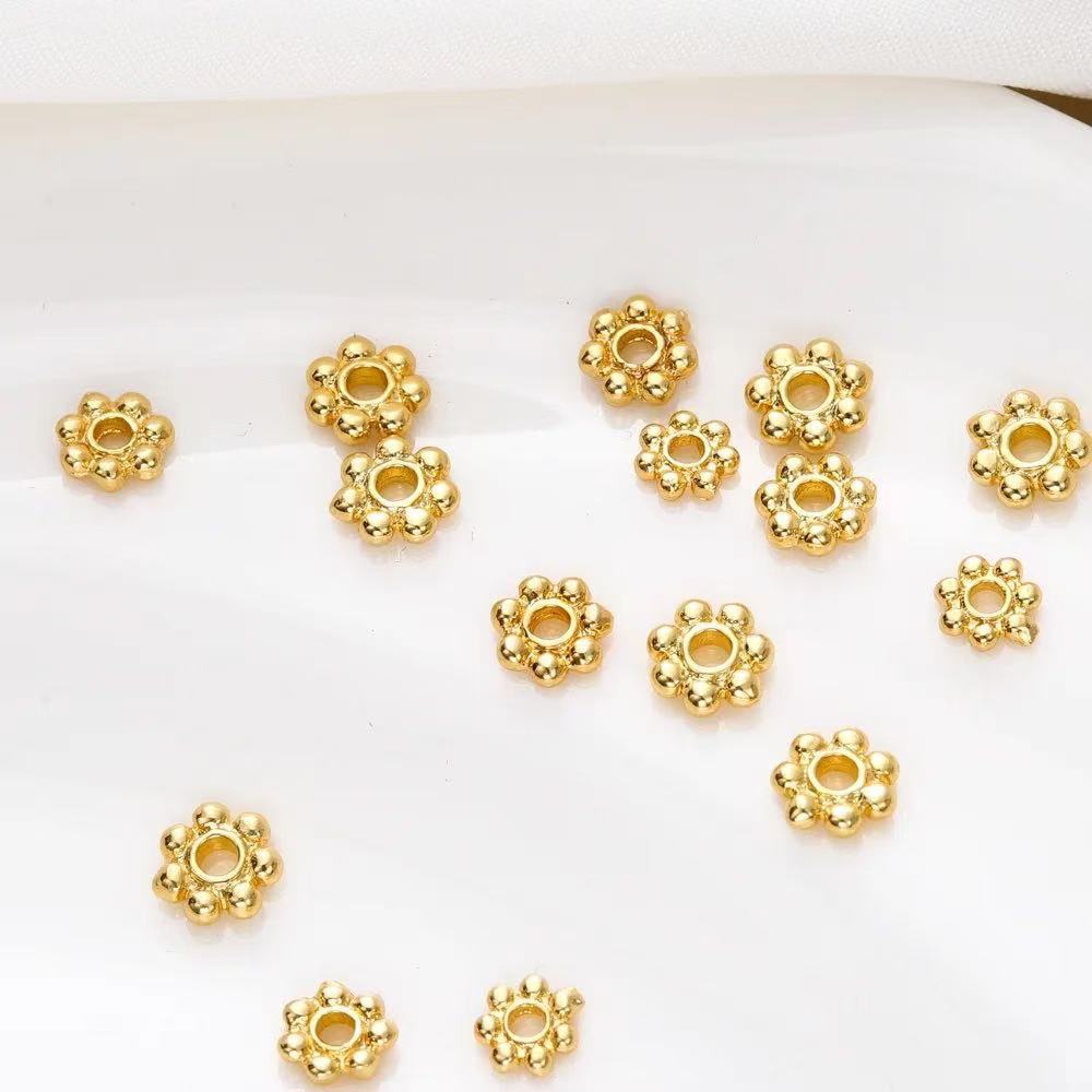 Pure 18K gold wheel spacer beads au750 loose beads DIY bracelet cord jewelry Shuibei gold wholesale