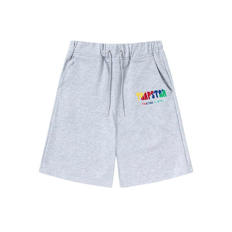 American Trapstar Letras Blanco Azul Toallas bordadas Casual Shorts Hombre y Mujer Deportivo Pantalones Marca image 12