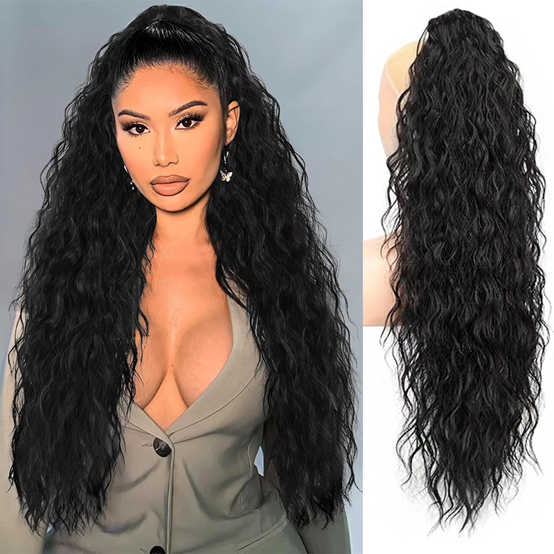 Xuchang peluca pinza cola de caballo ondulación de agua pelo largo y rizado cola de caballo natural esponjosa cola de caballo larga de Amazon 30 pulgadas