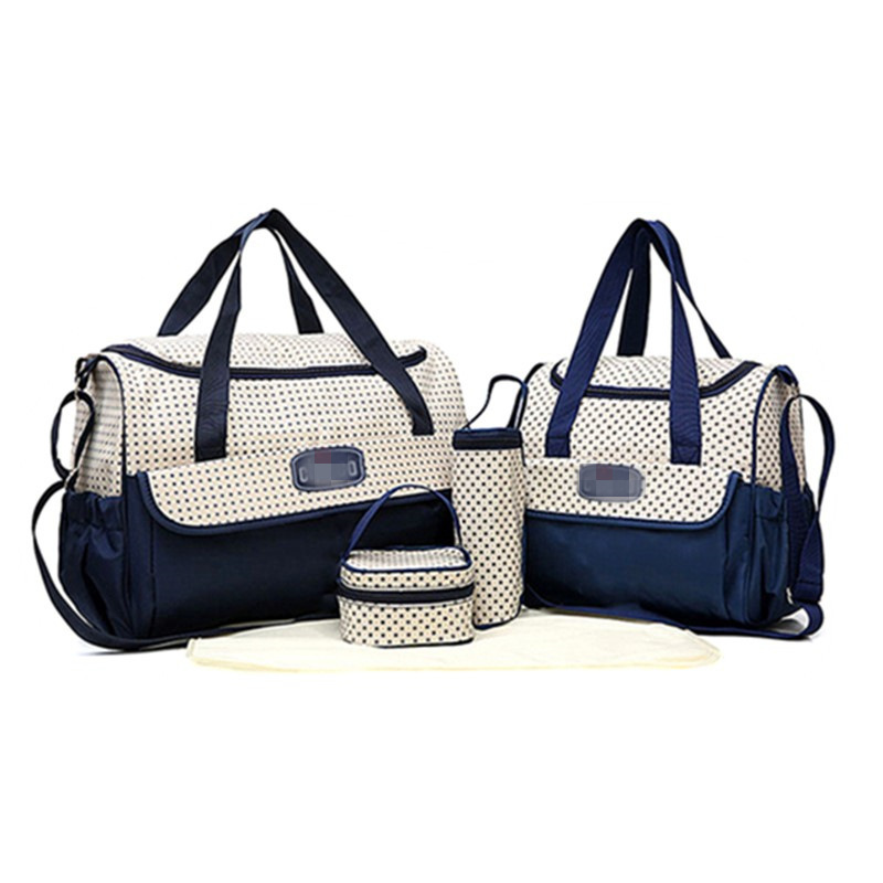 Conjunto de Cinco Piezas de Bolsa Maternal Acolchada con Diseño de Cuadros, Bolsa Maternal Multifuncional de Gran Capacidad para Guardar Pañales, de Hombro o Cruzada