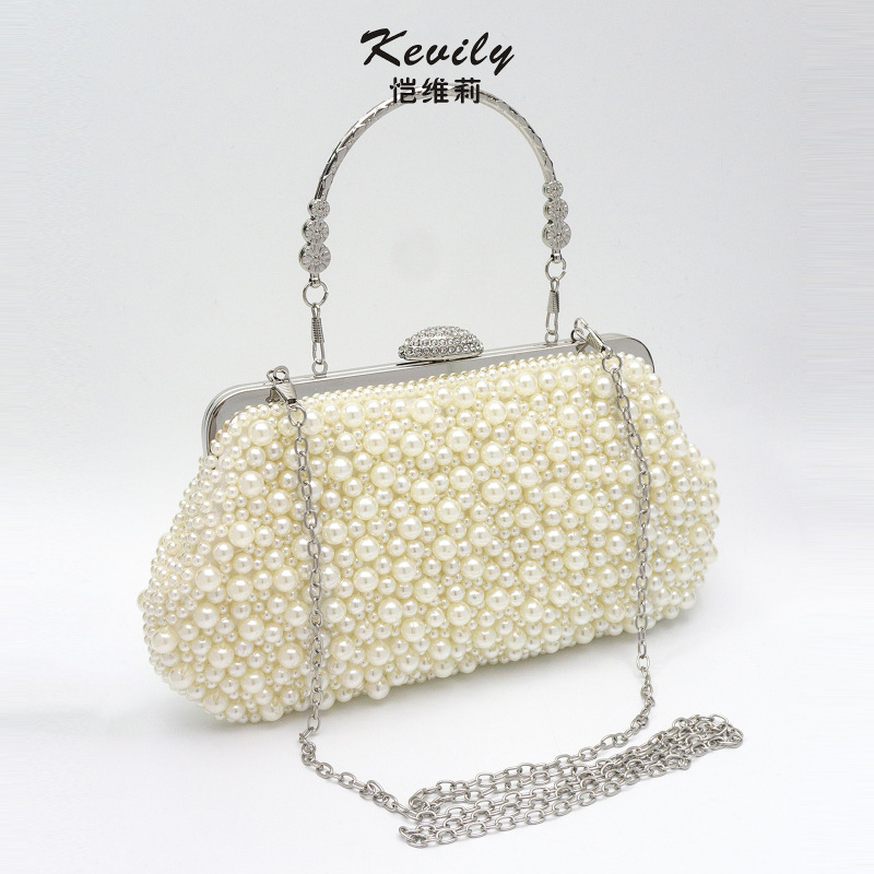 Kay Weili Solid Color Pearl Bag Cross-border Evening Bag Women's Clutch Bag Evening Dress Cheongsam Beaded Evening Bag